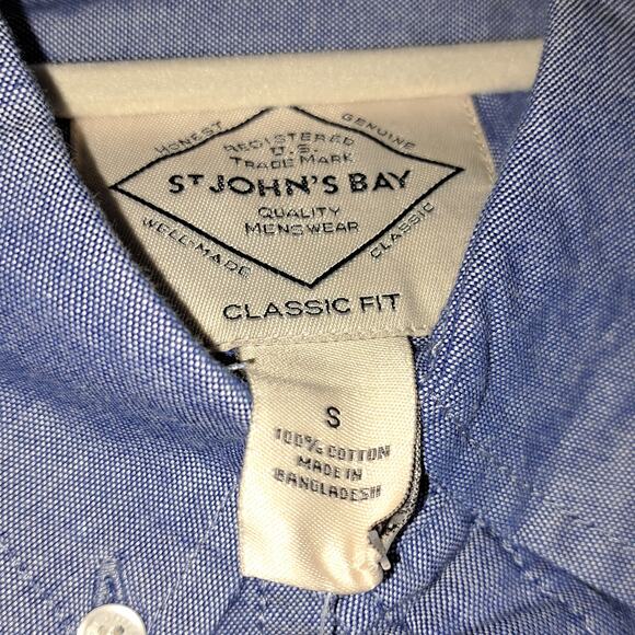 St John's Bay Men's Slim Fit Long Sleeve Chambray 100% Cotton Button Up Top SM - Picture 5 of 7